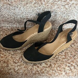 Black Espadrille Wedge Sandals